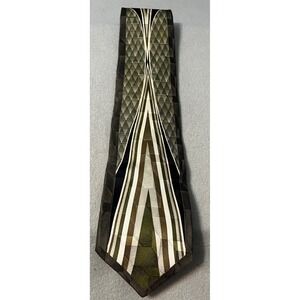 Dino Bassi Necktie Olive Green Geometric Silk Tie Mens Fashion Formal‎